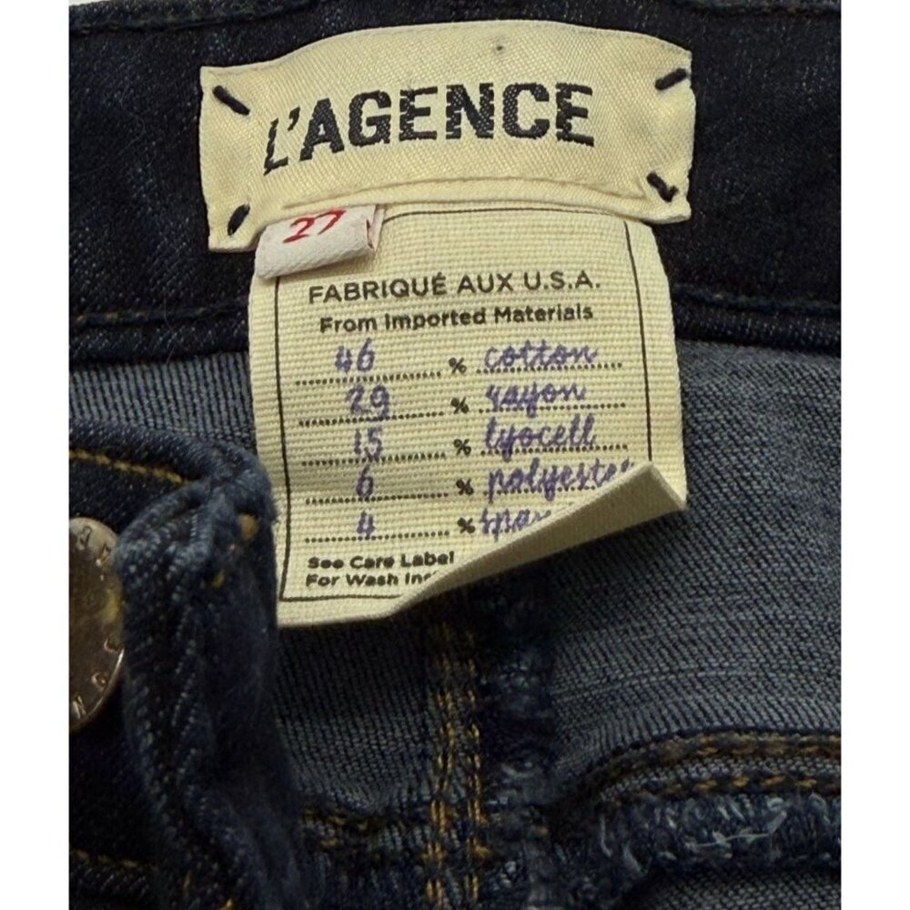 L'Agence Women's Andrea High Rise 26" Jeans in Midnight Dark Ankle Zip Size 27 - Picture 9 of 12